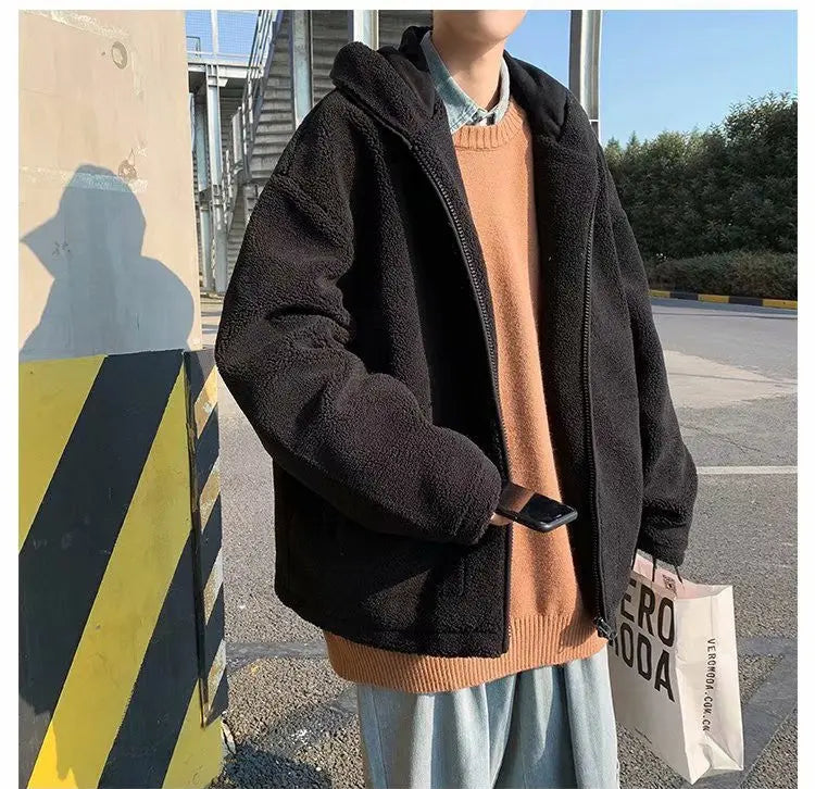 Hooded Multi Pocket Lamb Cashmere Handsome Jacket - WAlMYe #