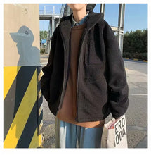 Load image into Gallery viewer, Hooded Multi Pocket Lamb Cashmere Handsome Jacket - WAlMYe #
