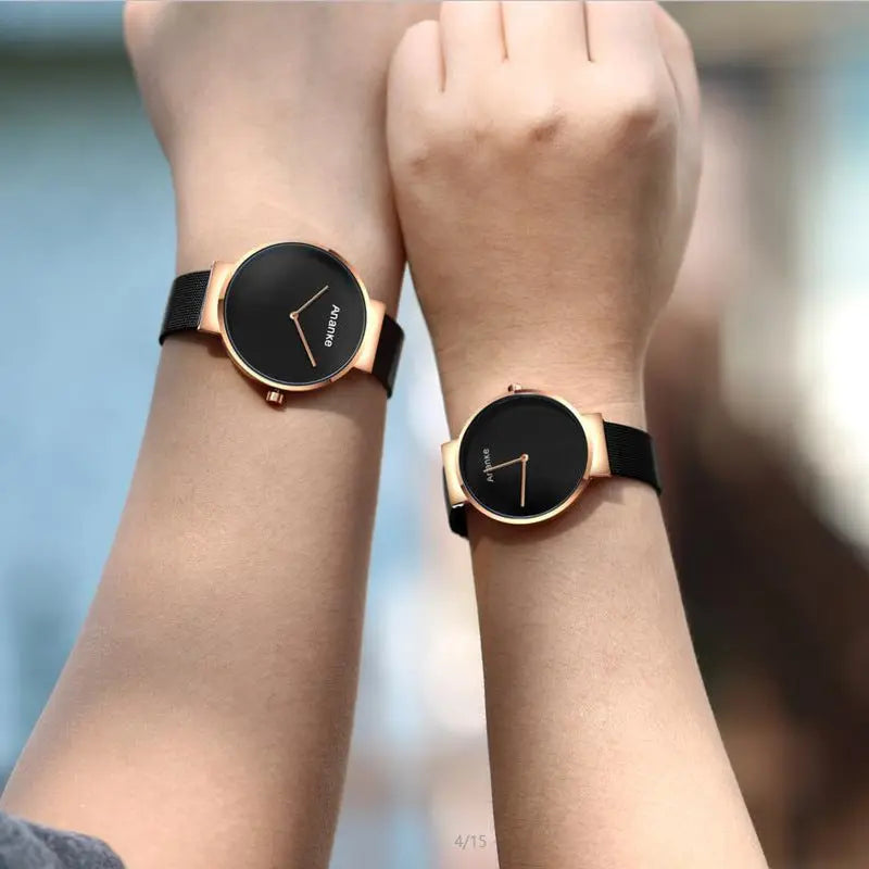 Hot Models Couple Watches A Pair Of Fashionable Watches Women's Mesh Strap Watches Men's - WAlMYe #