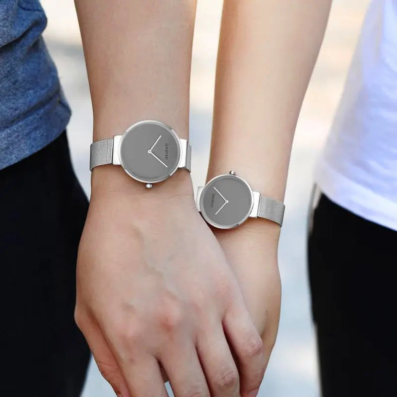 Hot Models Couple Watches A Pair Of Fashionable Watches Women's Mesh Strap Watches Men's - WAlMYe #