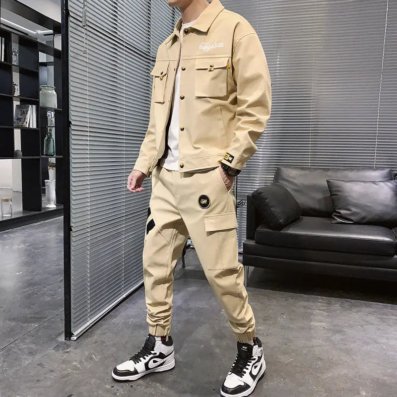 Jacket Men's Casual Suit Korean Version Of The Trend Of Slim And Handsome A Set Of Clothes - WAlMYe #