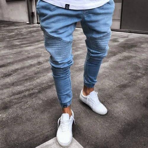 Jeans Men's Explosive Fashion Light Blue Skinny - WAlMYe #