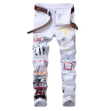 Load image into Gallery viewer, Jeans Slim Graffiti Print Plus Size Trousers Men - WAlMYe #
