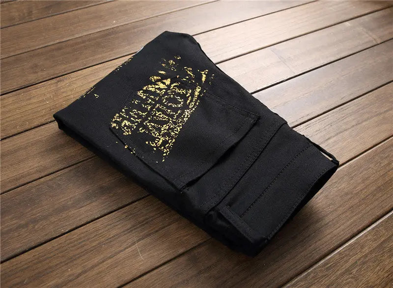 Jeans Slim Graffiti Print Plus Size Trousers Men - WAlMYe #