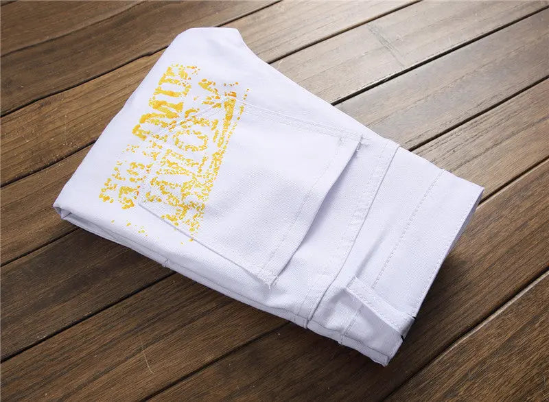 Jeans Slim Graffiti Print Plus Size Trousers Men - WAlMYe #