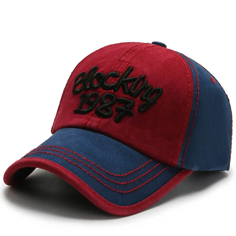 Korean Color Block Embroidery Baseball Cap - WAlMYe #