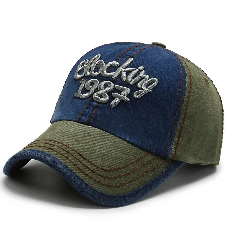 Korean Color Block Embroidery Baseball Cap - WAlMYe #