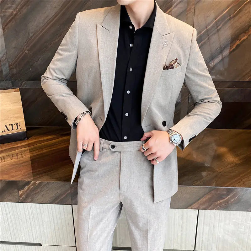 Korean Style Self-cultivation Trend Handsome Groom Wedding Suit Men's Business Jacket Top - WAlMYe #