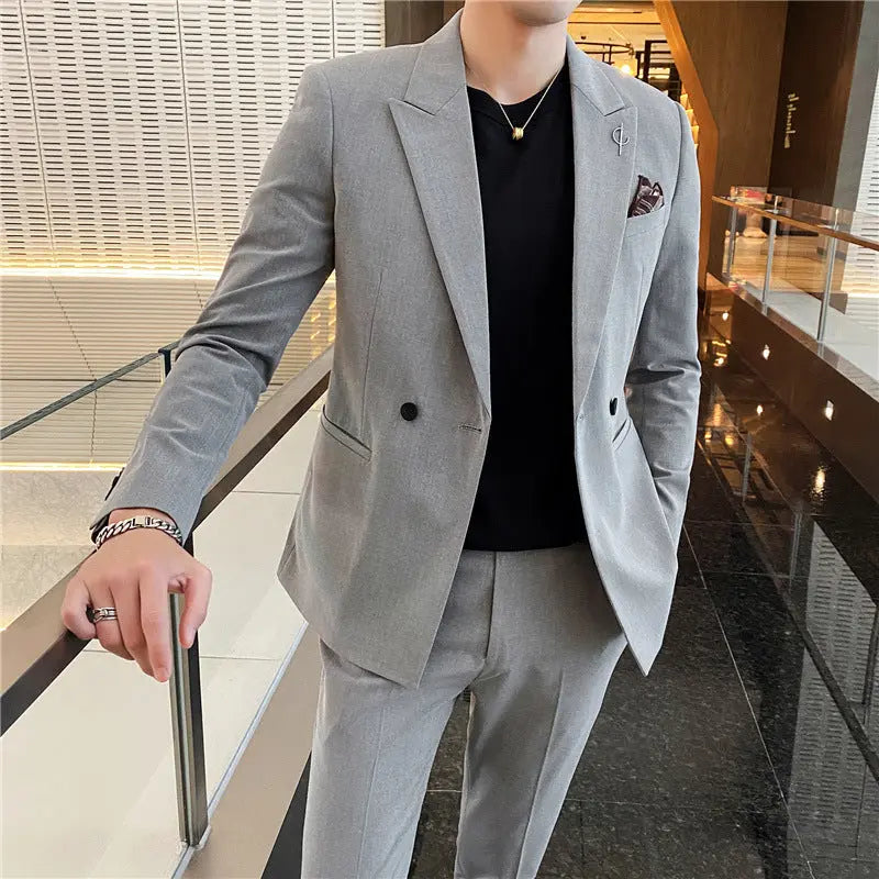 Korean Style Self-cultivation Trend Handsome Groom Wedding Suit Men's Business Jacket Top - WAlMYe #