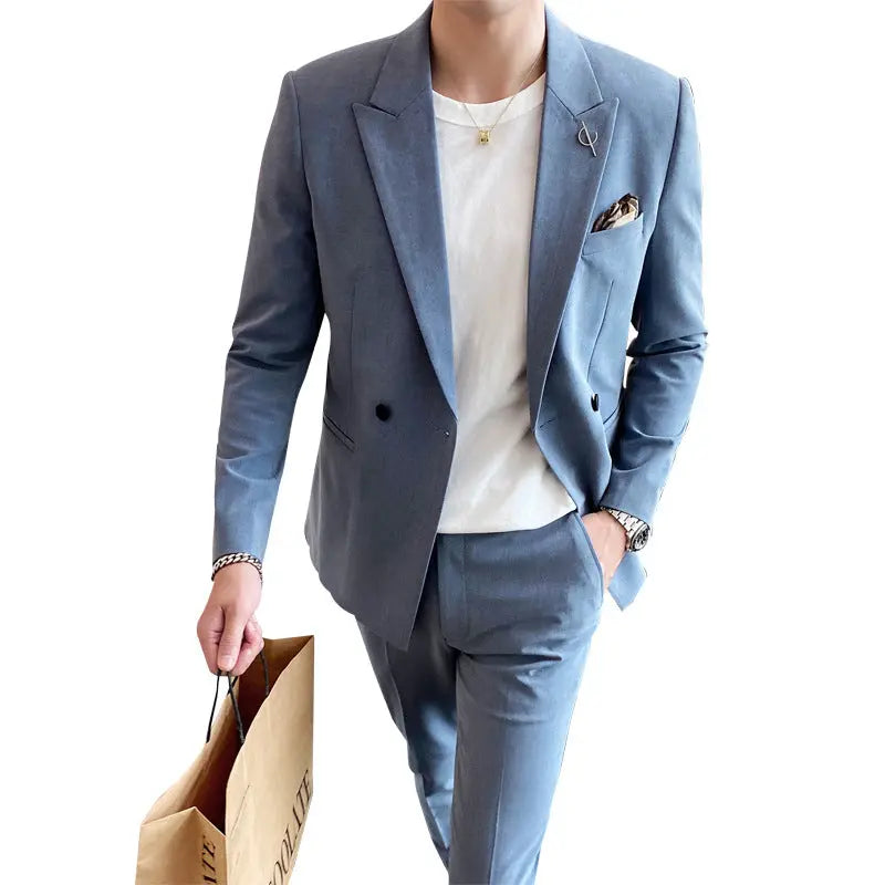 Korean Style Self-cultivation Trend Handsome Groom Wedding Suit Men's Business Jacket Top - WAlMYe #