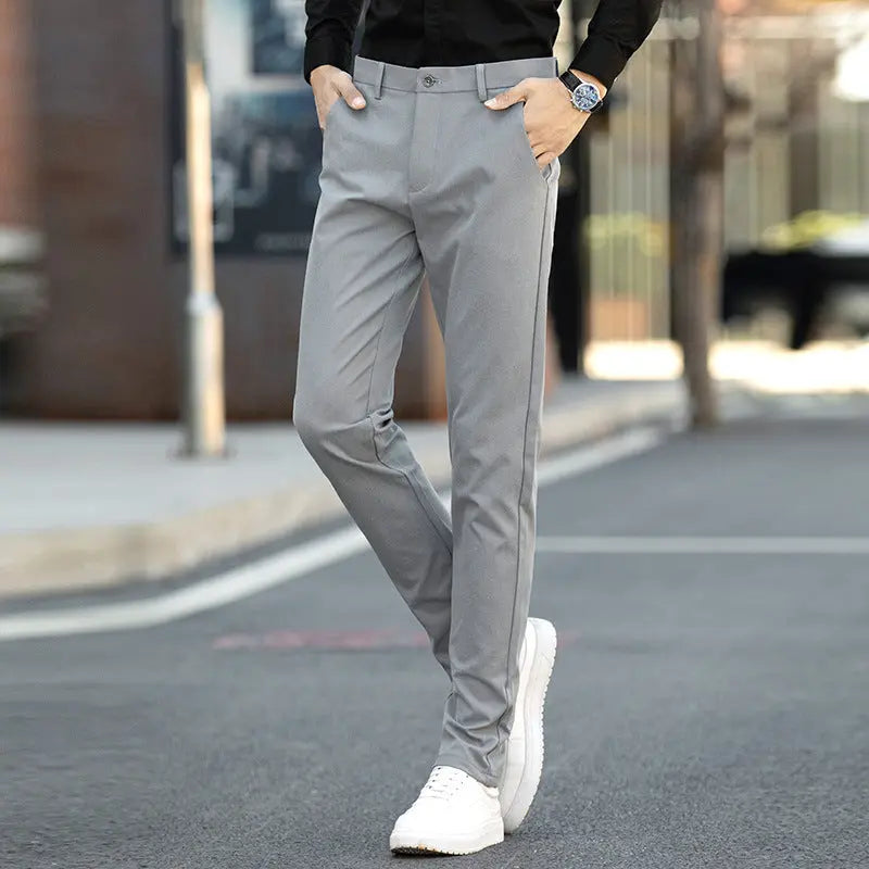Korean Style Slim Men's Mid-waist Trousers - WAlMYe #