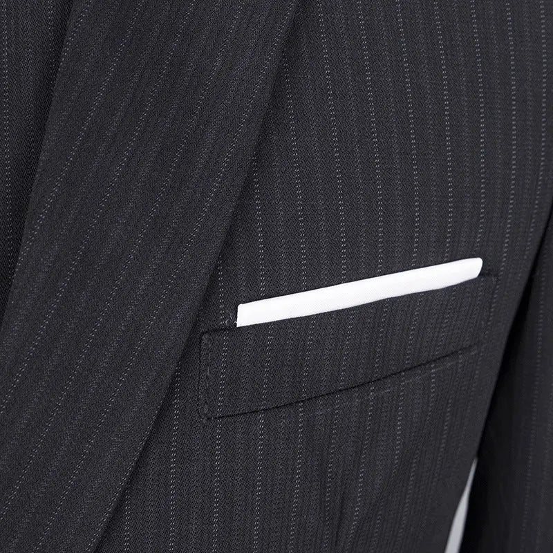 Korean Style Slim Vertical Stripe Suit Three-piece Suit - WAlMYe #