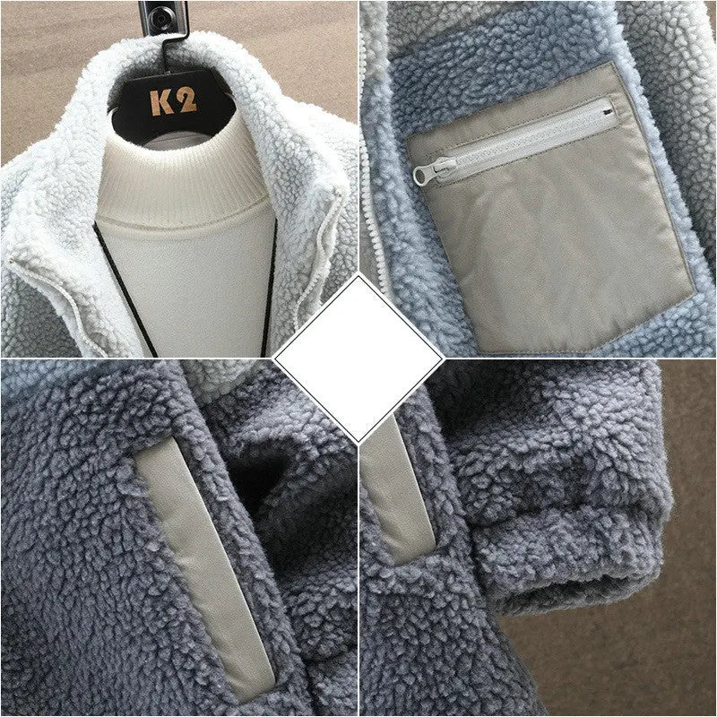 Lamb wool Hong Kong style loose men's cotton coat - WAlMYe #
