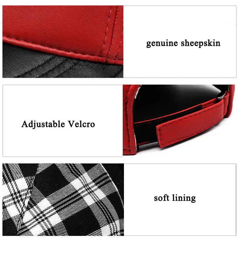 Lambskin Genuine Leather Baseball Cap For Men And Women Couples - WAlMYe #