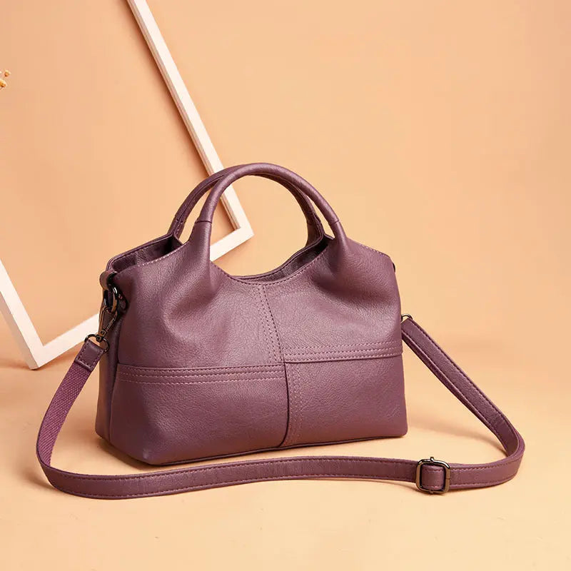 Lightweight Splicing Soft Leather Large Capacity Fashionable Mother Bag - WAlMYe #