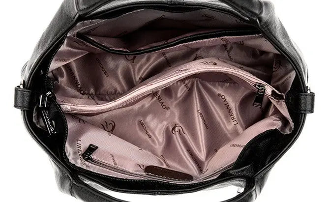 Lightweight Splicing Soft Leather Large Capacity Fashionable Mother Bag - WAlMYe #