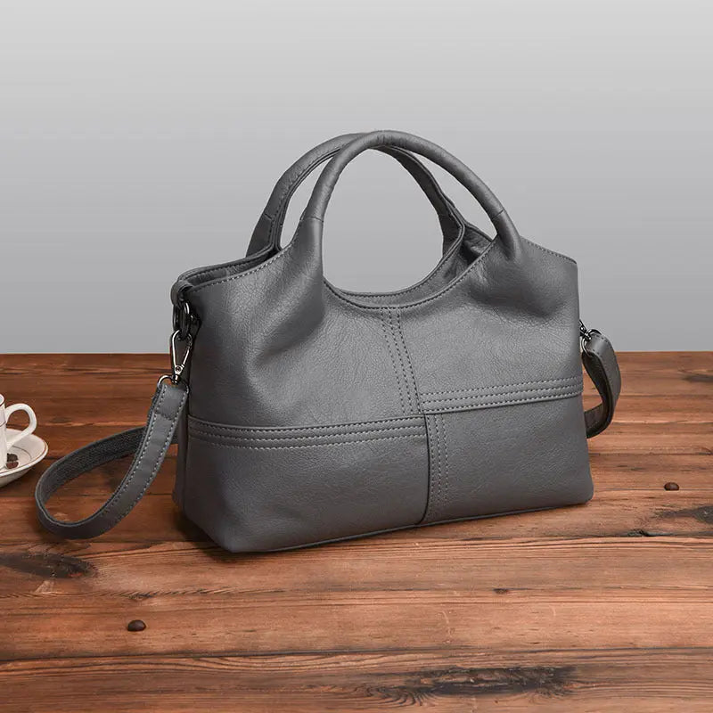 Lightweight Splicing Soft Leather Large Capacity Fashionable Mother Bag - WAlMYe #