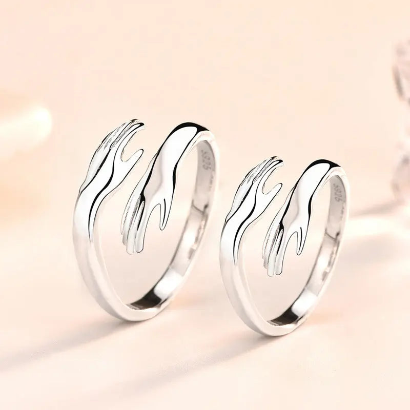 Liming S925 Sterling Silver Hands Ring Simple Personality Ring - WAlMYe #