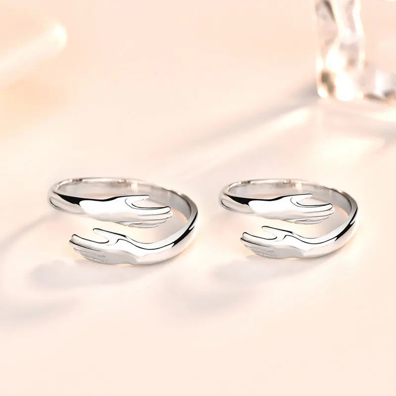 Liming S925 Sterling Silver Hands Ring Simple Personality Ring - WAlMYe #