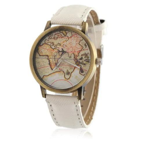 Lychee Leather Map Wind Simple Watch - WAlMYe #