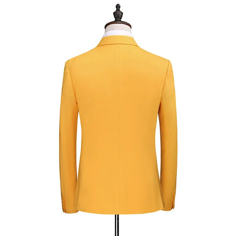 Male Host Two-piece Large Size Solid Color Suit - WAlMYe #