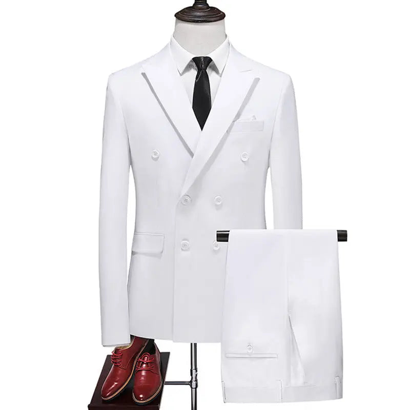 Male Host Two-piece Large Size Solid Color Suit - WAlMYe #