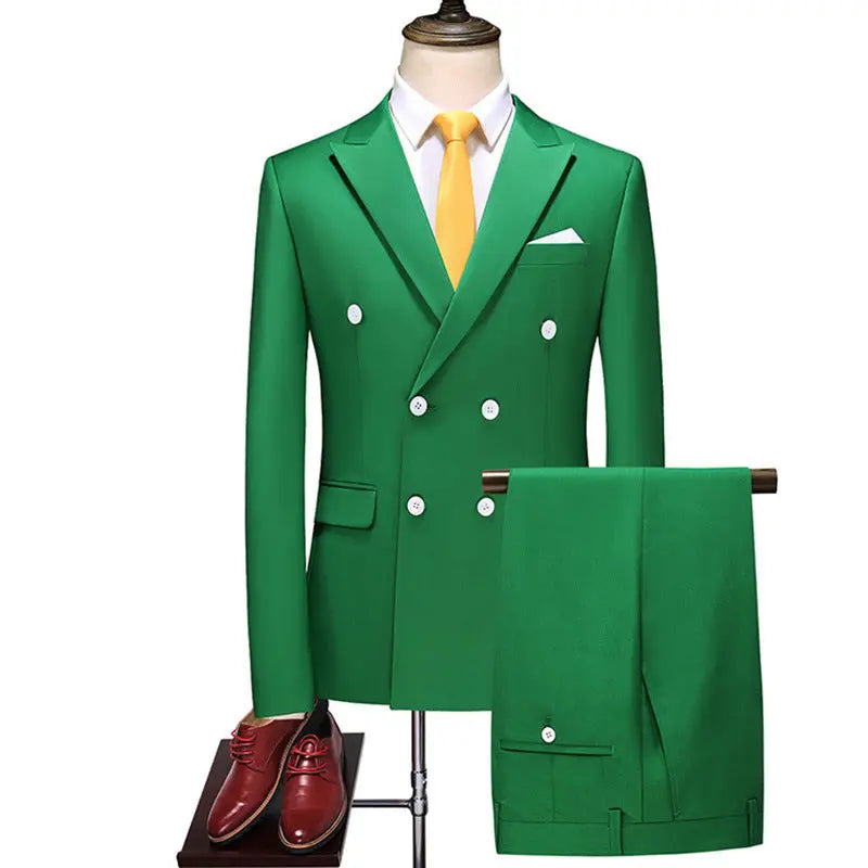 Male Host Two-piece Large Size Solid Color Suit - WAlMYe #
