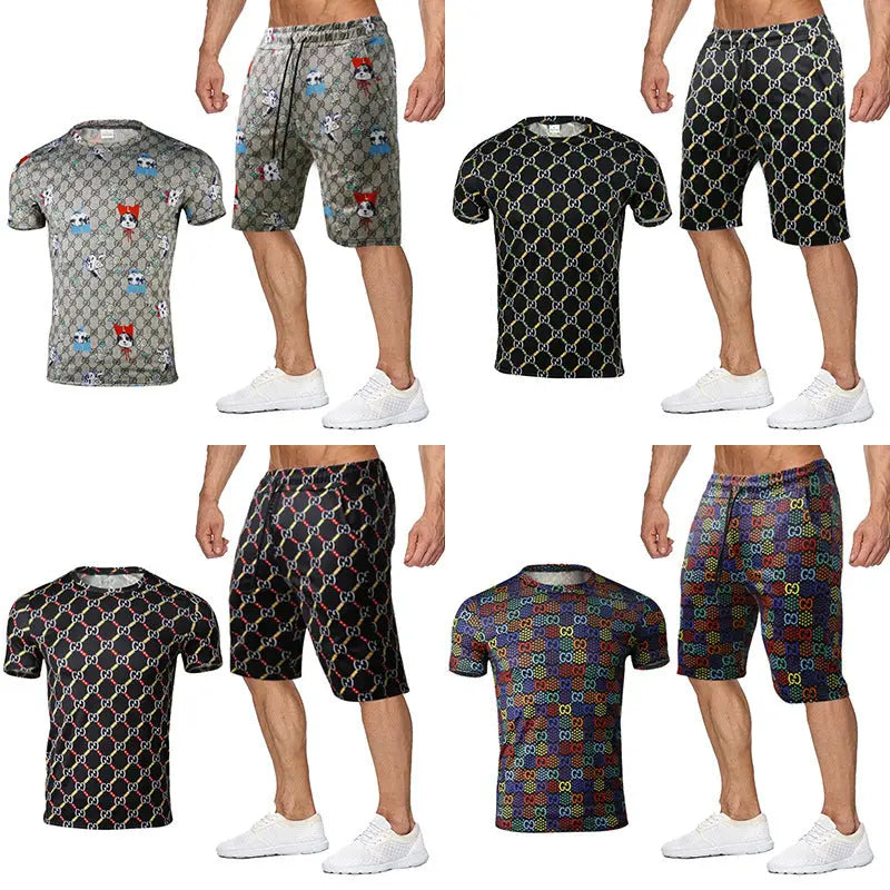 Men And Women Couples Rainbow Letters Short Sleeved Shorts Suit - WAlMYe #
