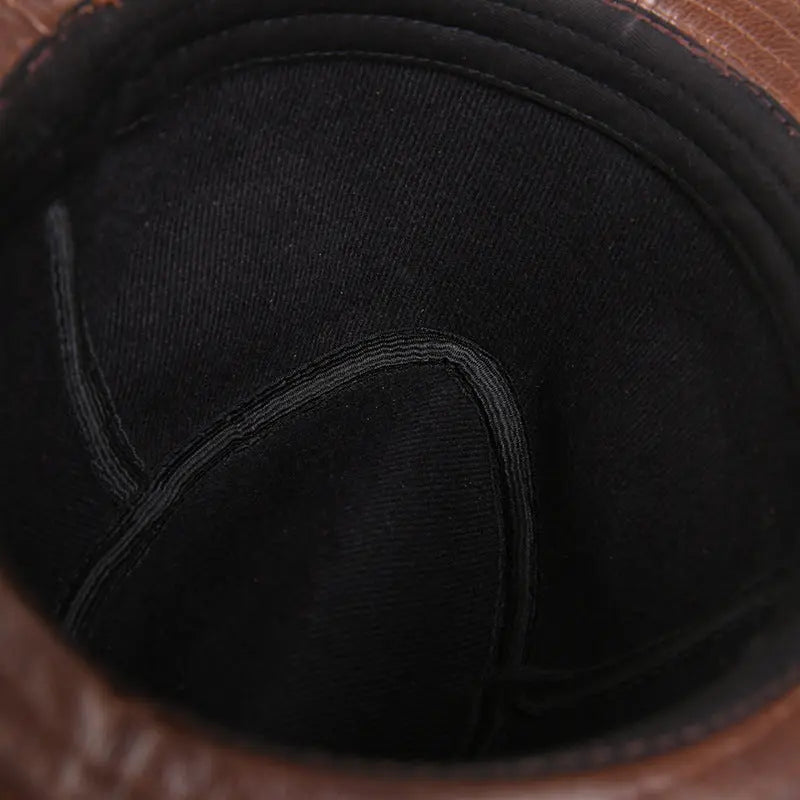 Men And Women Leather Tycoon Jazz Hat - WAlMYe #
