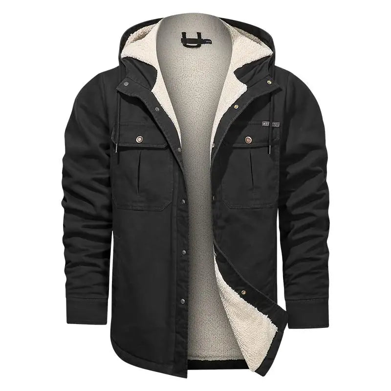 Men Cotton Jacket Winter Thick Warm Parkas Male Plus Velvet Casual Hooded Coat - WAlMYe #