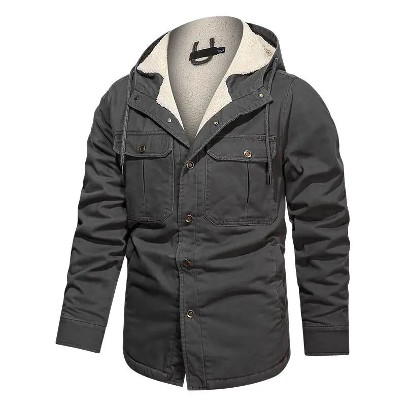 Men Cotton Jacket Winter Thick Warm Parkas Male Plus Velvet Casual Hooded Coat - WAlMYe #