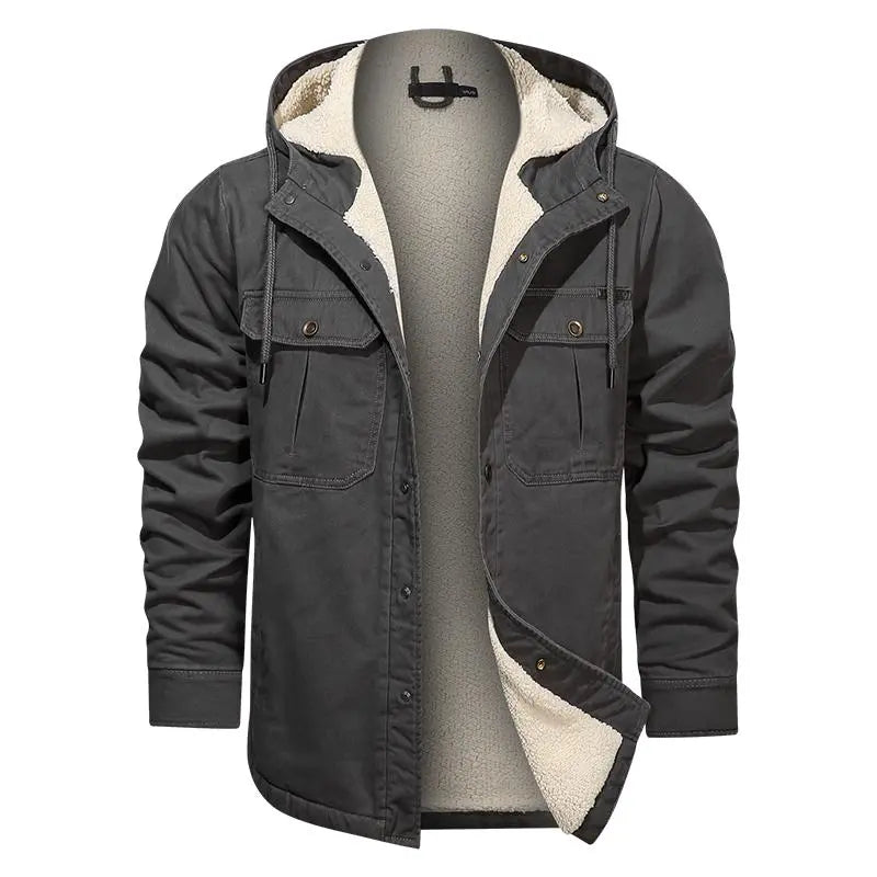 Men Cotton Jacket Winter Thick Warm Parkas Male Plus Velvet Casual Hooded Coat - WAlMYe #