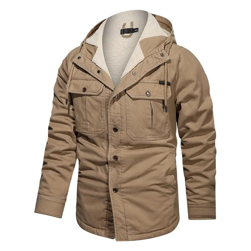 Men Cotton Jacket Winter Thick Warm Parkas Male Plus Velvet Casual Hooded Coat - WAlMYe #