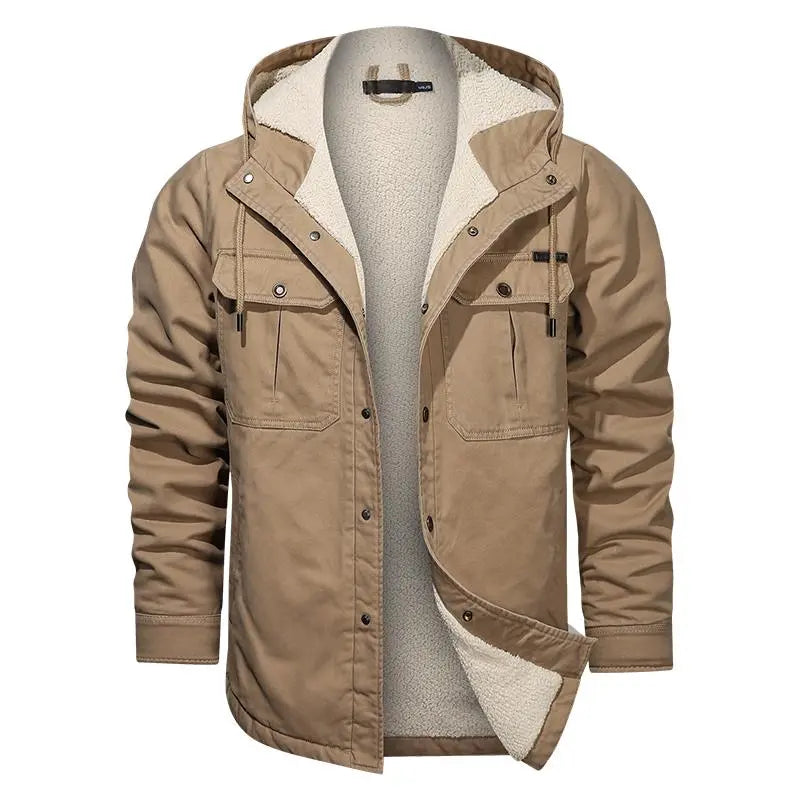 Men Cotton Jacket Winter Thick Warm Parkas Male Plus Velvet Casual Hooded Coat - WAlMYe #