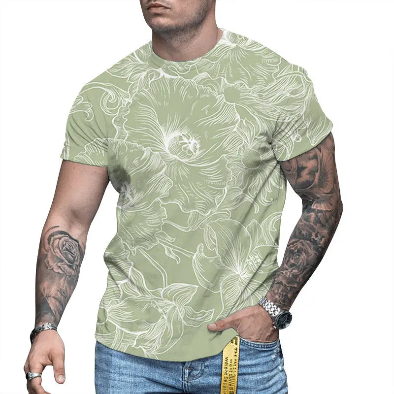 Men's 3D Printed Personalized Short Sleeved Round Neck - WAlMYe #