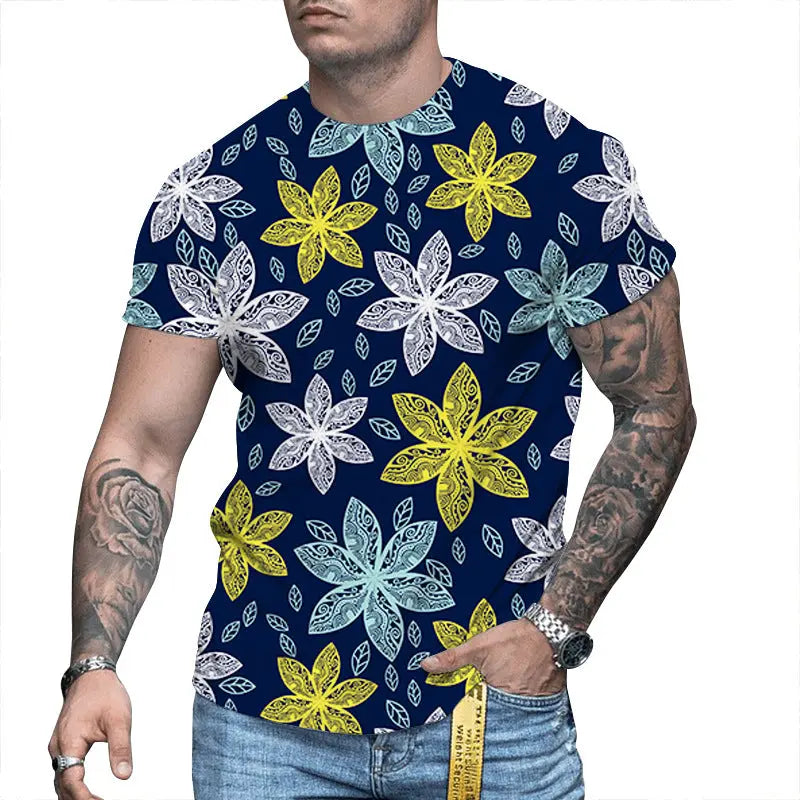 Men's 3D Printed Personalized Short Sleeved Round Neck - WAlMYe #