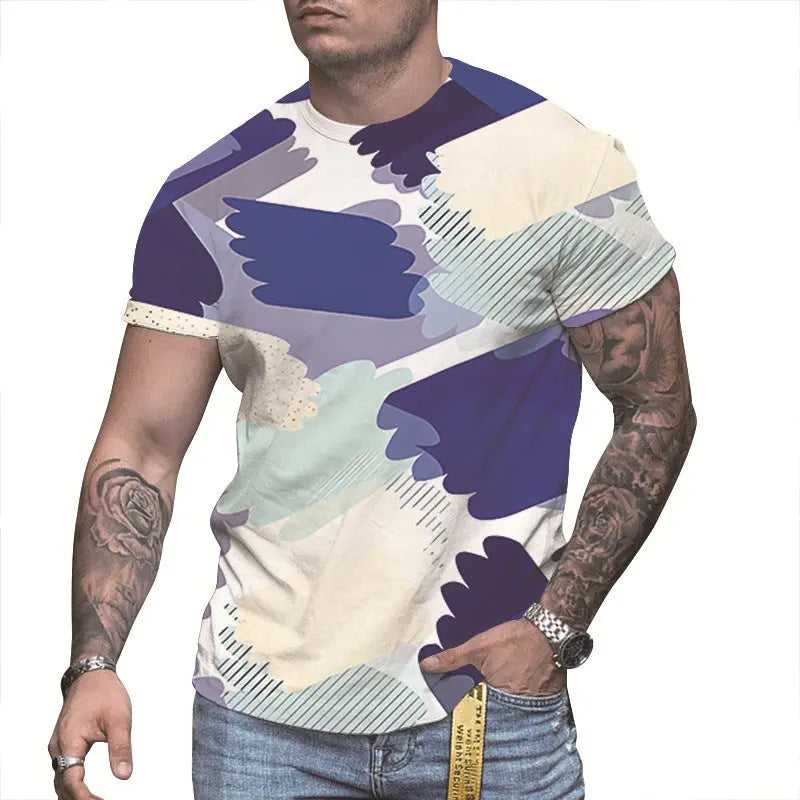 Men's 3D Printed Personalized Short Sleeved Round Neck - WAlMYe #