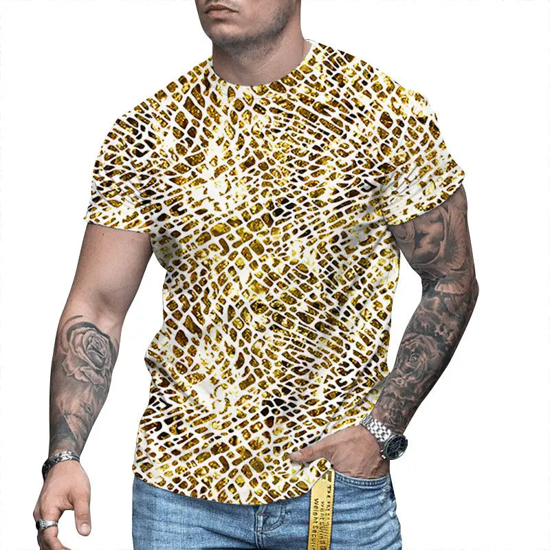 Men's 3D Printed Personalized Short Sleeved Round Neck - WAlMYe #