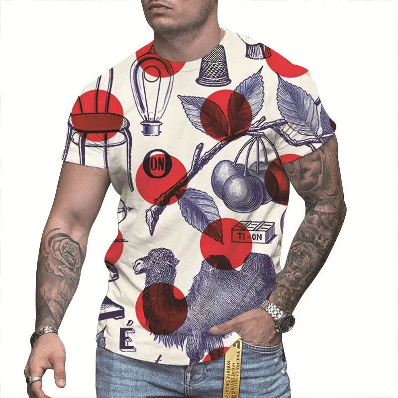 Men's 3D Printed Personalized Short Sleeved Round Neck - WAlMYe #