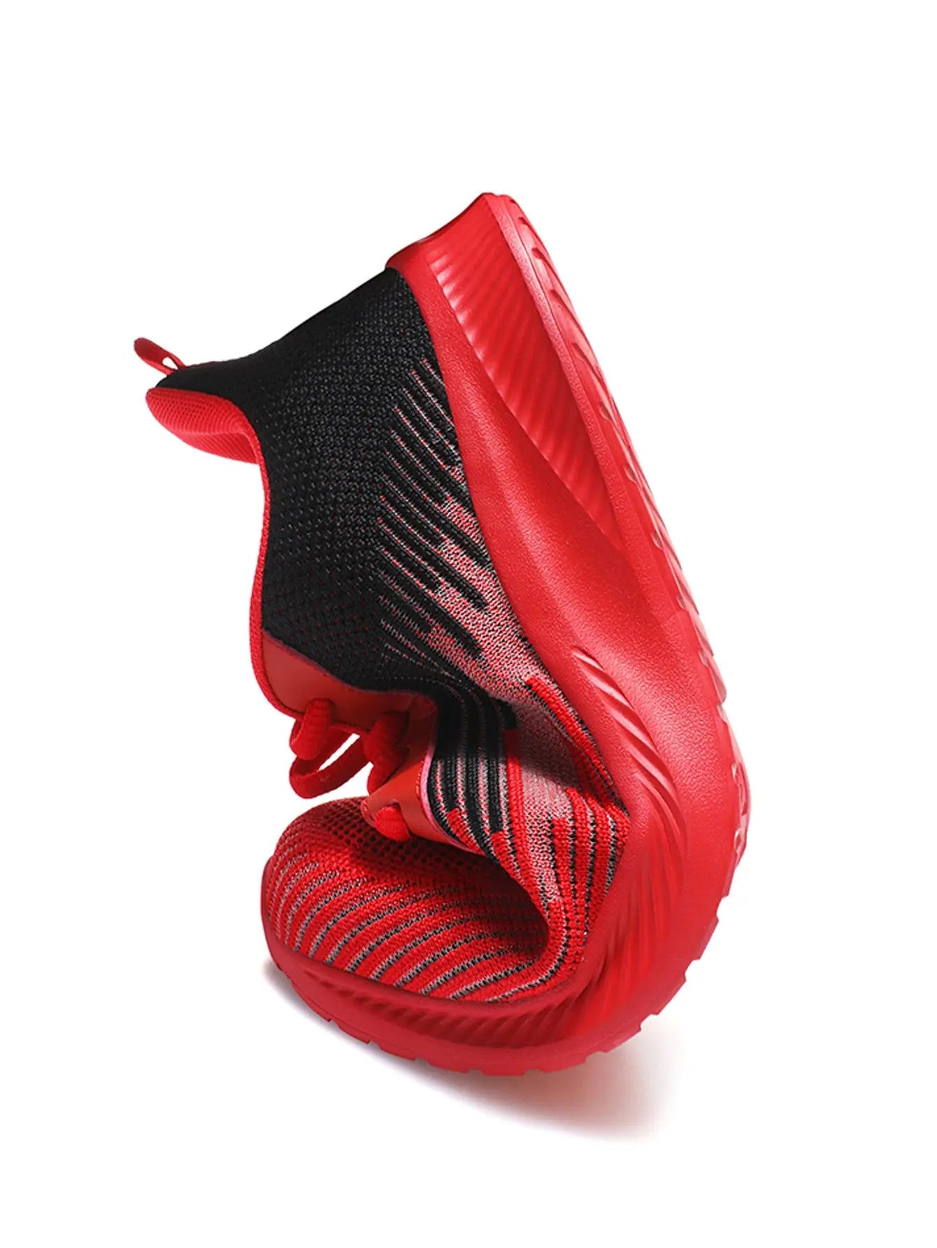 Men's And Women's Trendy Red Sneakers Knit Breathable Wear-resistant Non Slip Lace-Up Outdoor Walking Shoes - WAlMYe #