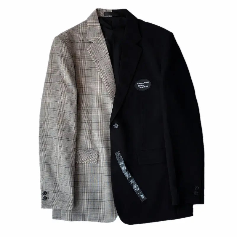 Men's Autumn Korean Style Hong Kong Style Loose Stitching Personality - WAlMYe #