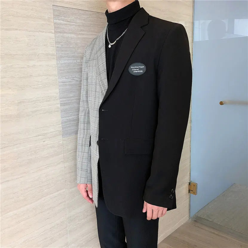 Men's Autumn Korean Style Hong Kong Style Loose Stitching Personality - WAlMYe #