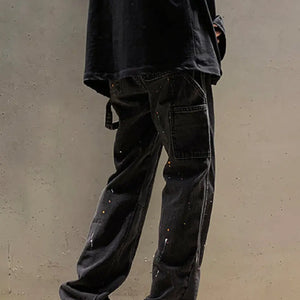 Men's Color Contrast Wash Splicing Denim Trousers - WAlMYe #