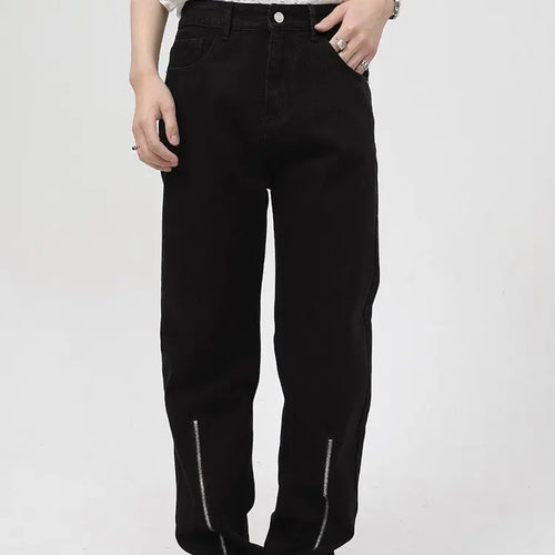Men's Black Jeans – Double-Zipper Split Denim | WALMYE