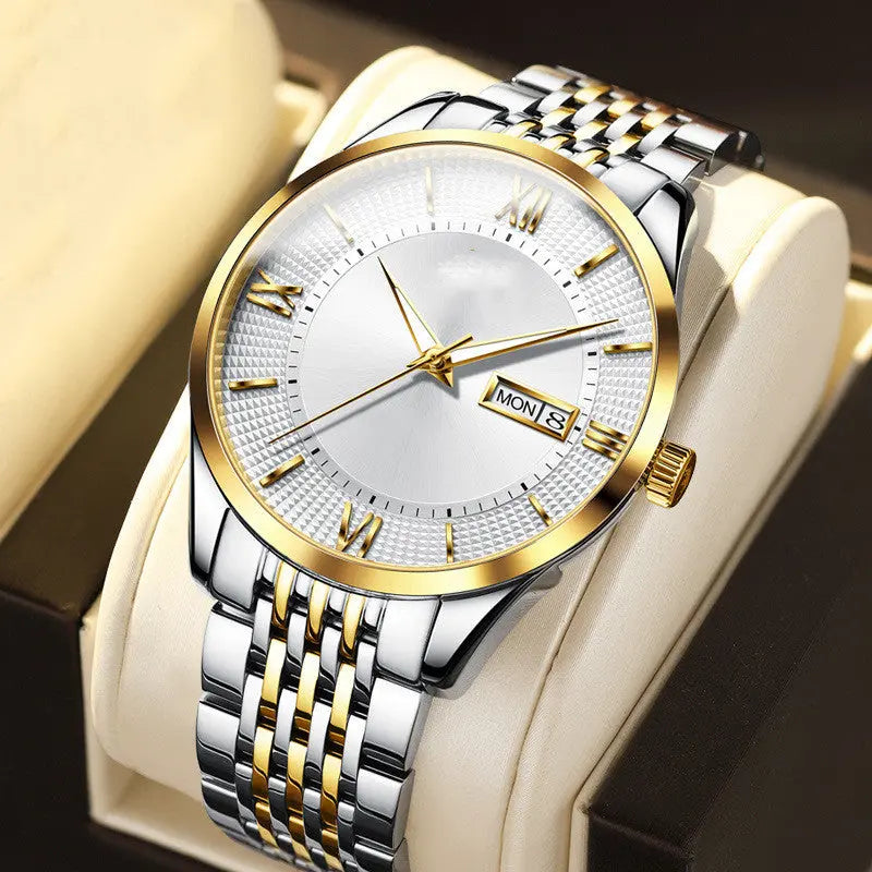 Men's Fashion Automatic Mechanical Waterproof Double Calendar Watch - WAlMYe #