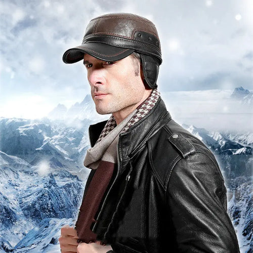 Men's Fashion Casual Fleece-lined Leather Hat - WAlMYe #