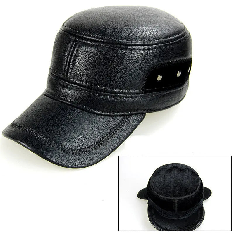 Men's Fashion Casual Fleece-lined Leather Hat - WAlMYe #