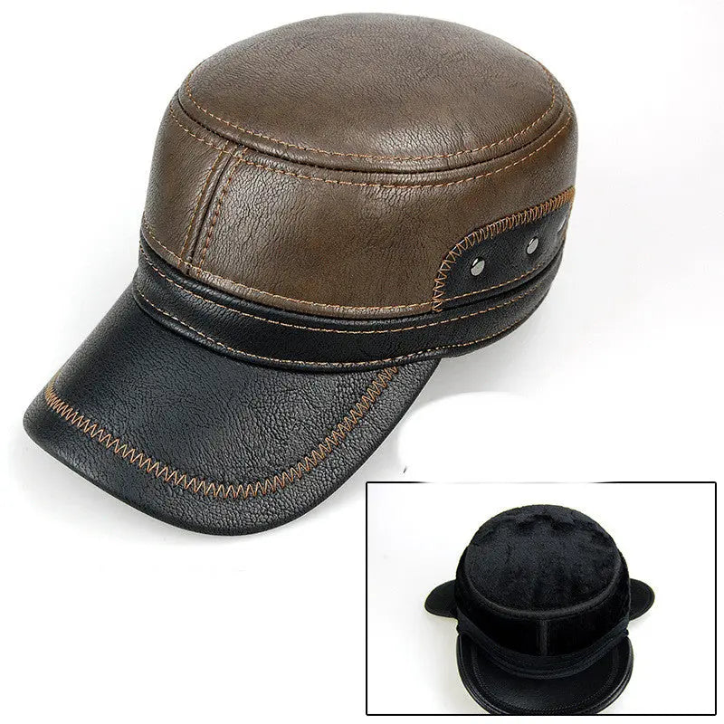 Men's Fashion Casual Fleece-lined Leather Hat - WAlMYe #