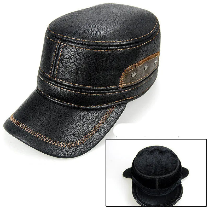 Men's Fashion Casual Fleece-lined Leather Hat - WAlMYe #
