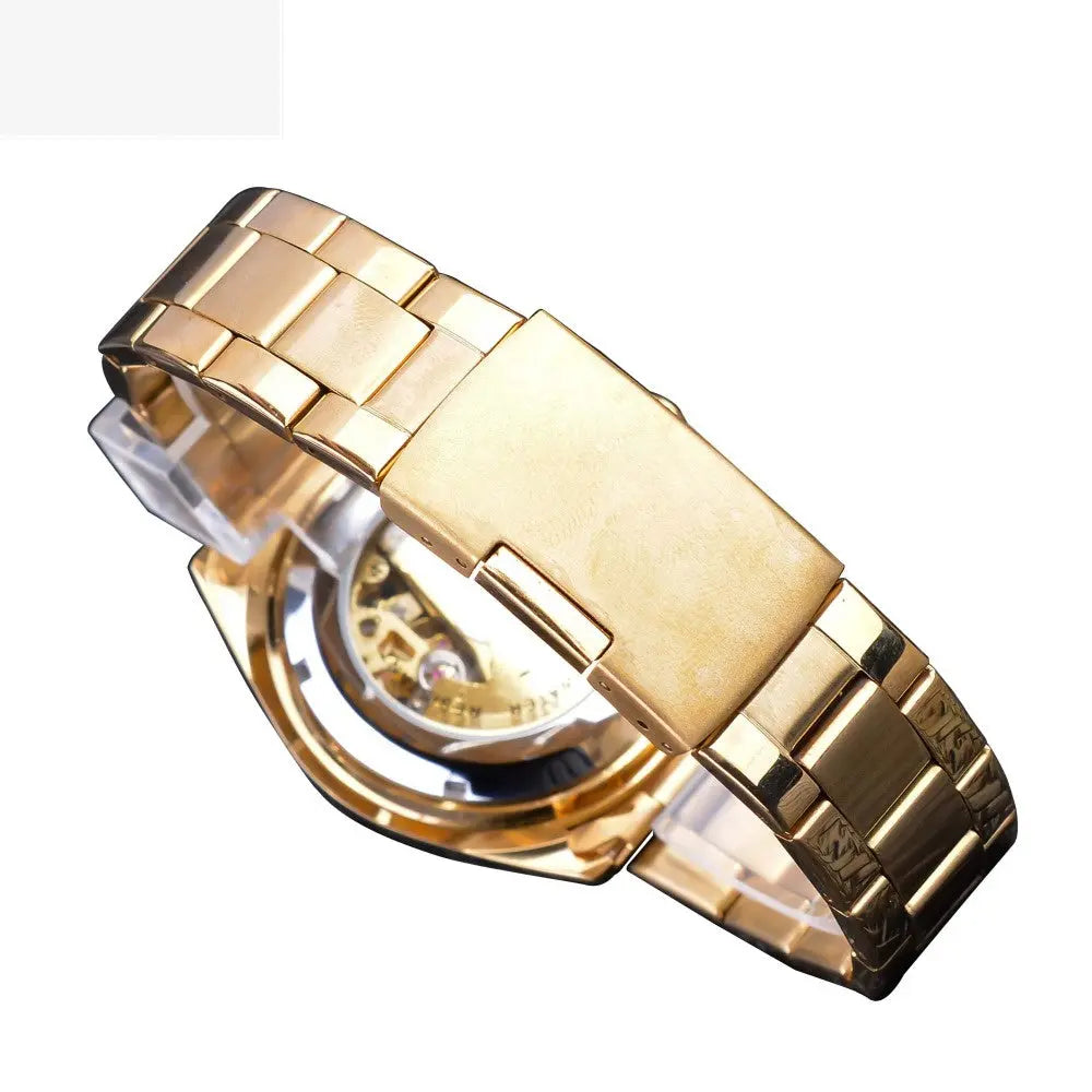 Men's Fashion Casual Steel Band Skeleton Mechanical Watch - WAlMYe #